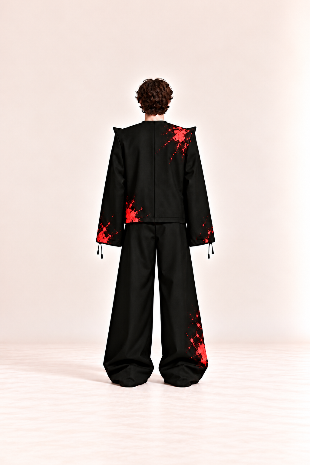 EnXora Sculpted Set — Red Splash, full-body back view