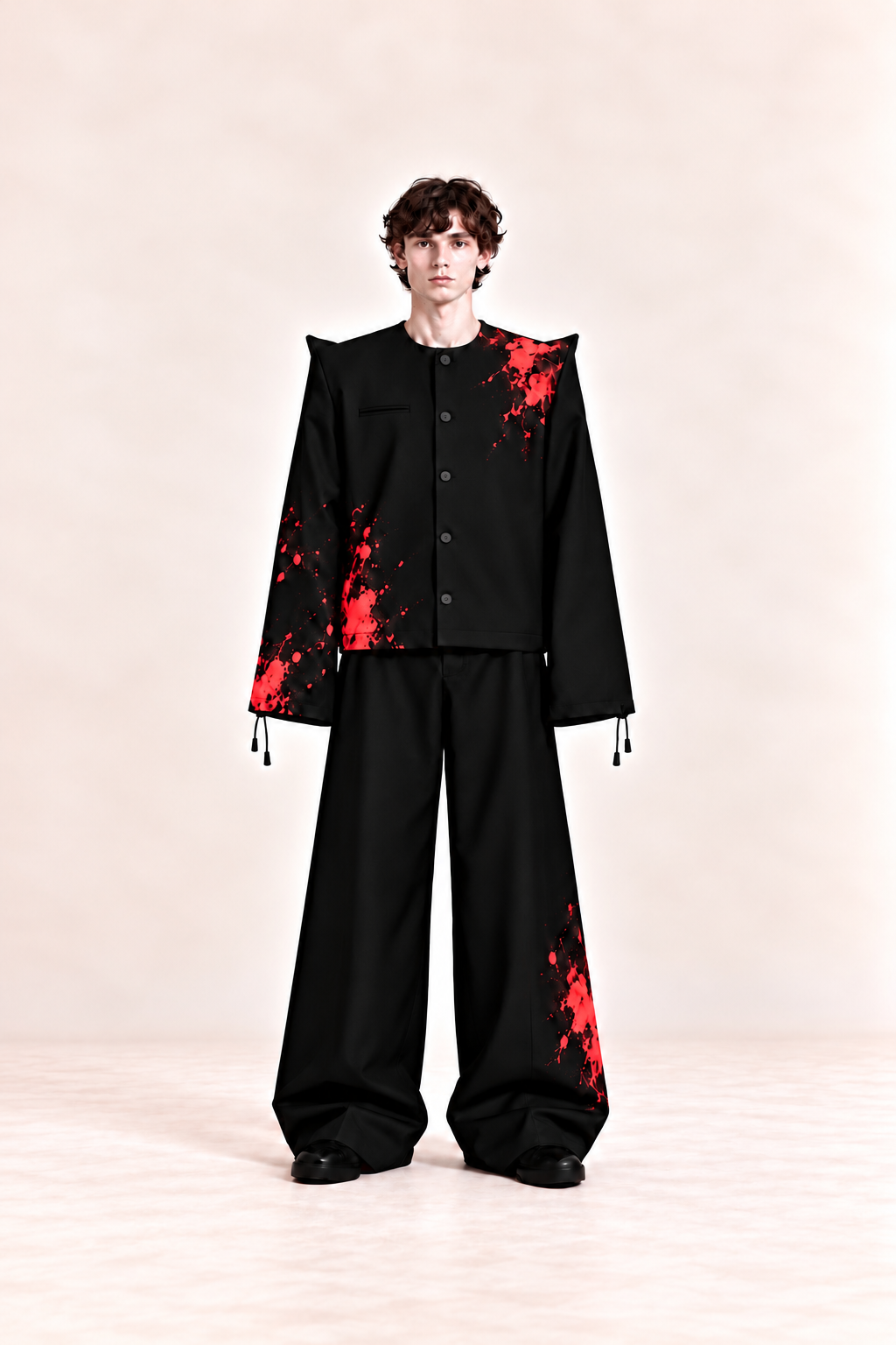 EnXora Sculpted Set — Red Splash, full-body front view